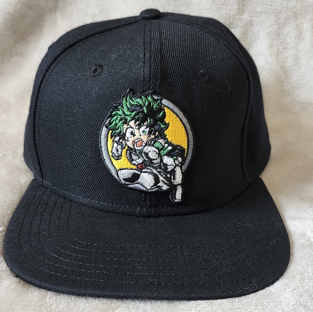 My Hero Academia Snapback Hat – Deku Embroidered – Black Anime Cap
